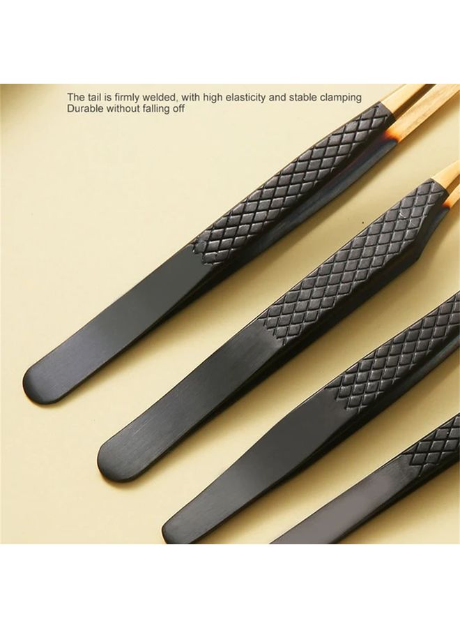 6pcs Black Stainless Steel Eyelash Extension Tweezers Set Anti Slip Grip For False Lashes And Nail Art - Image 4
